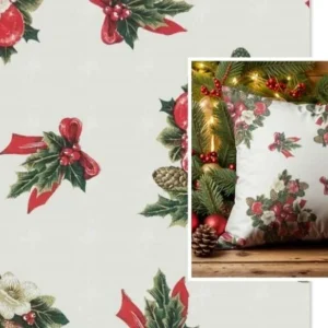 Tecido Loneta  | Natal  | Flor de Natal