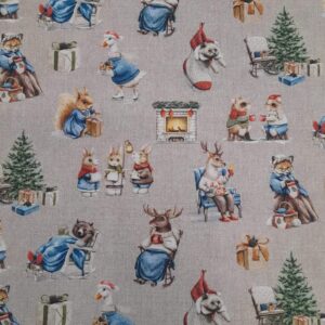 Tecido Canvas | Estampado Digital | Poppy | Christmas Cute Animals
