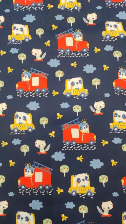 Tissus 100% Coton | Imprimé coquelicot | Enfants | Panda Firefighter