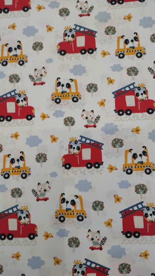 Telas 100% Algodón | Estampado Amapola | Infantil | Panda Bombero