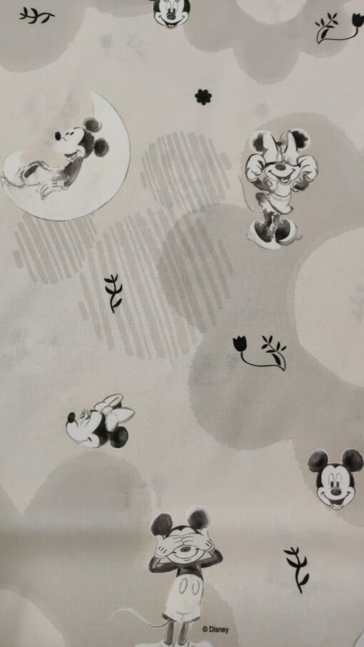 Tecidos 100% Algodão | Licenças Disney | Minnie e Mickey (Fundo Bege)