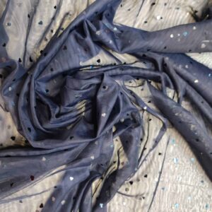 Royal Tule | Corações Glitter | Azul Escuro