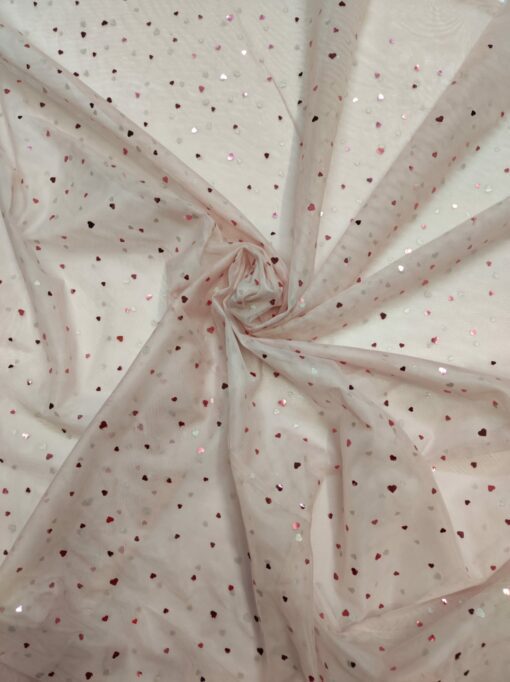 Royal Tule | Corazones de purpurina | Rosa claro
