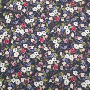 Tecidos 100% Algodão | Poppy | Floral (Fundo Azul Escuro)
