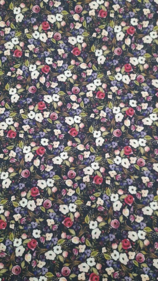 Tecidos 100% Algodão | Poppy | Floral (Fundo Azul Escuro)