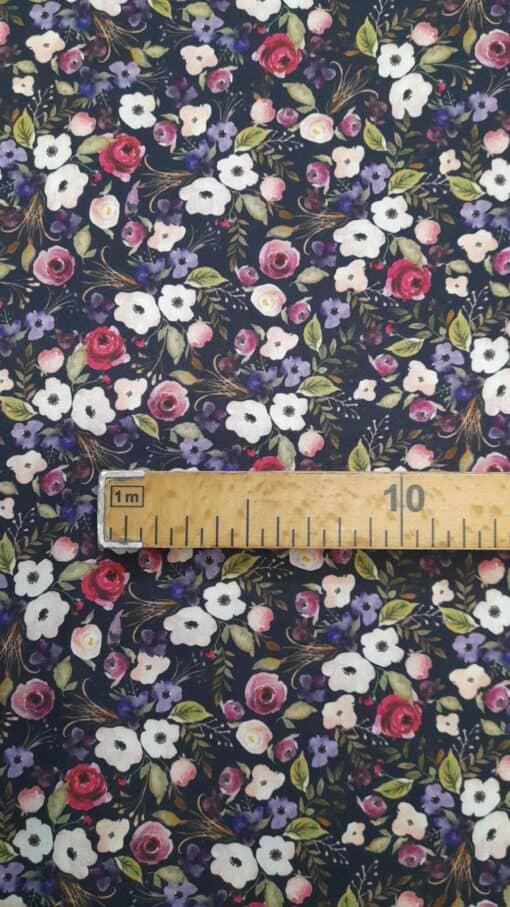 Tecidos 100% Algodão | Poppy | Floral (Fundo Azul Escuro) - Image 3