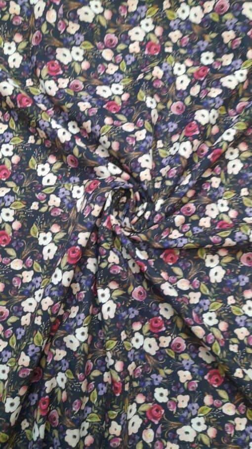 Tecidos 100% Algodão | Poppy | Floral (Fundo Azul Escuro) - Image 4