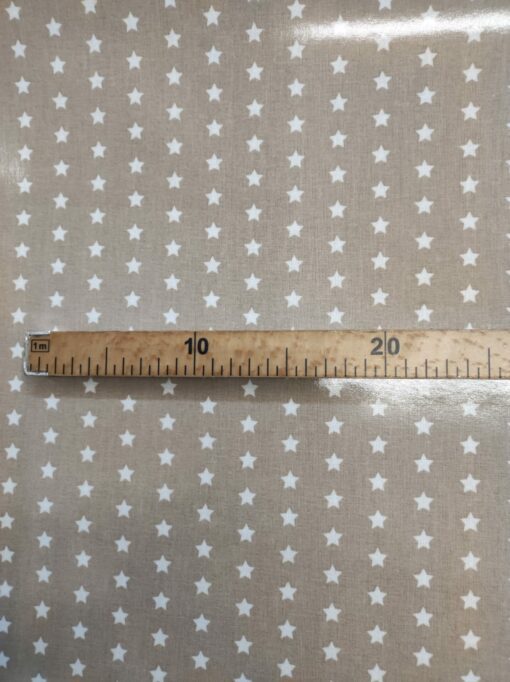 Tecidos Plastificados | Básicos | Fundo Bege Estrela Branca - Image 2