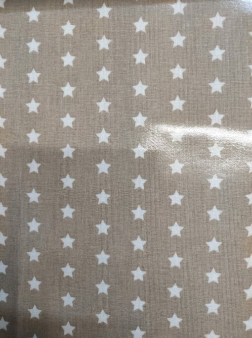 Tecidos Plastificados | Básicos | Fundo Bege Estrela Branca