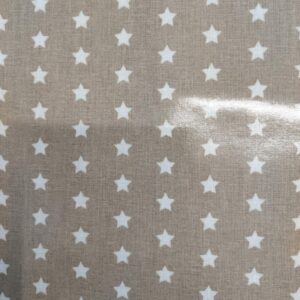 Tecidos Plastificados | Básicos | Fundo Bege Estrela Branca
