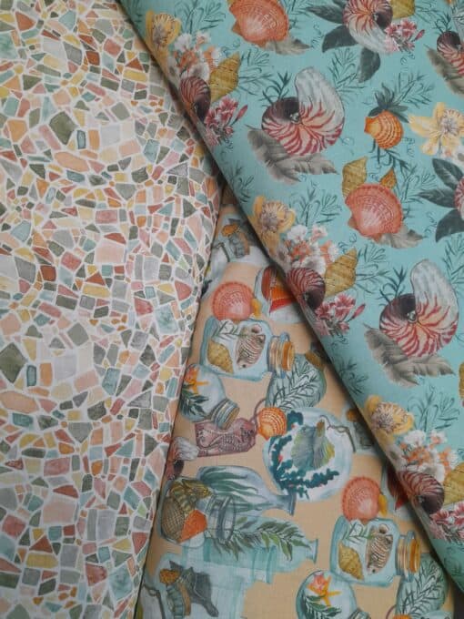Tecidos 100% Algodão | Estampado | Búzios(Fundo Verde) – Image 4