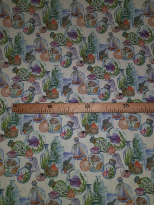 Tecidos 100% Algodão | Estampado | Garrafas no Mar - Image 2