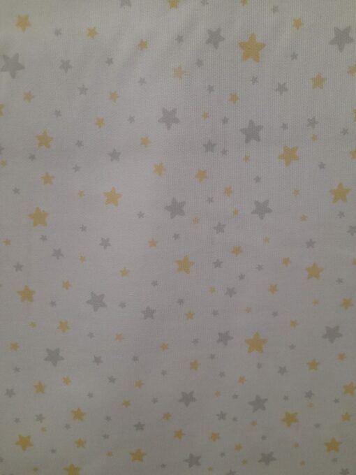 Fustão | Piquet | 100% Cotton | White Background Grey and Yellow Star
