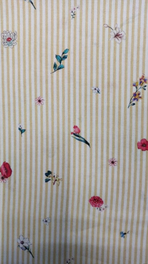 Tecidos 100% Algodão | Estampado Poppy | Risca Floral | Amarelo