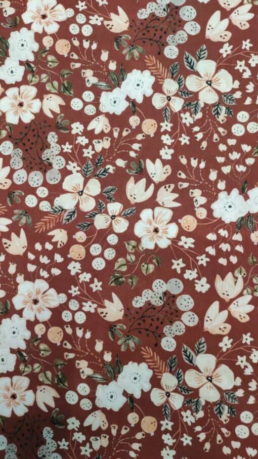 Tissus 100% Coton | Imprimé numérique | Floral ( Bordeaux )