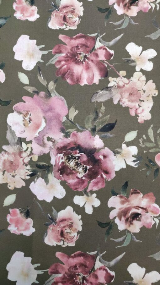 Fabrics 100% Cotton | Digital Print | Floral ( Troop Green )