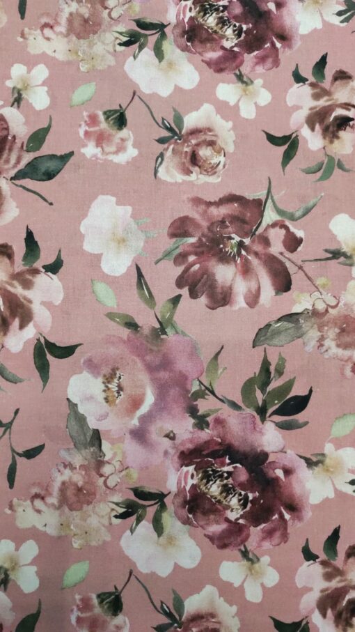 Fabrics 100% Cotton | Digital Print | Floral ( Old Pink )