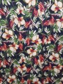 Tecido Confeção | Vestuário | Malha Viscose Estampada | Floral (Fundo Azul Escuro)