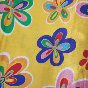 Cetim | Estampado | Carnaval | Flores | Fundo Amarelo