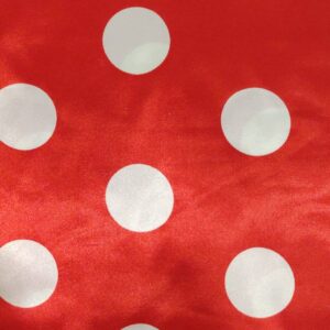 Cetim | Estampado | Carnaval | Bola Branca | Fundo Vermelho
