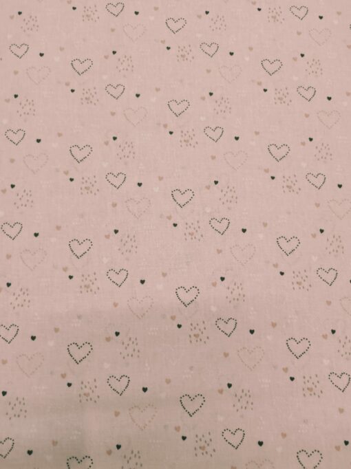 Tissu Coton | 100% Coton | Coeurs | Rose
