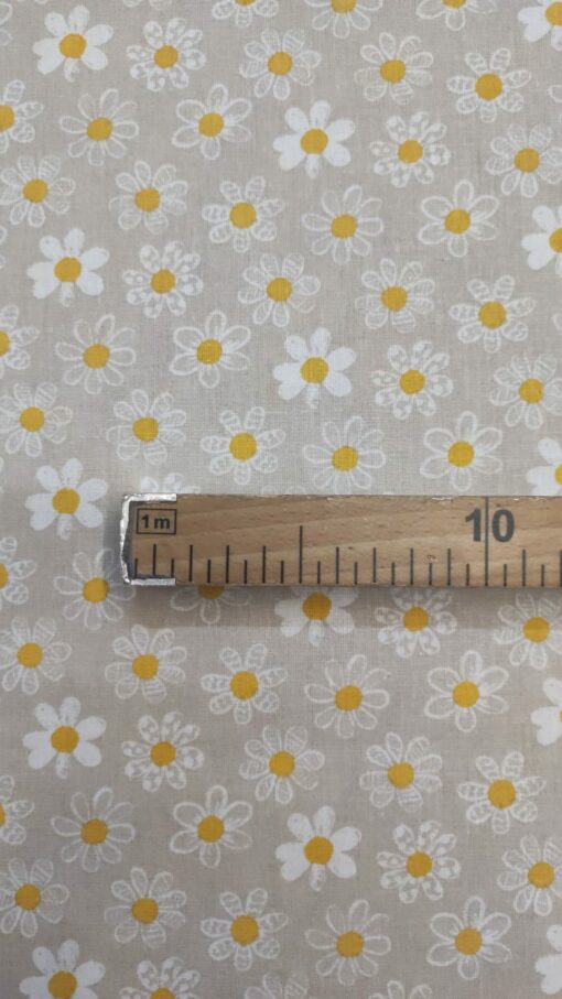 Tecido 100% Algodão | Estampado  | Margaridas(Fundo Bege) - Imagen 4