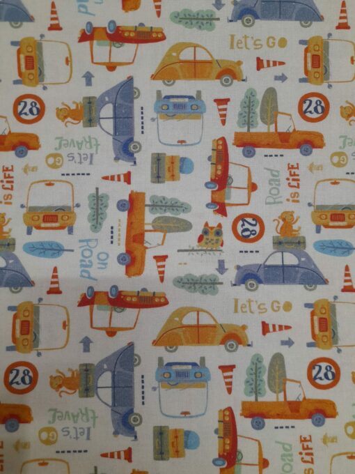 Fabric Cotton | 100% Cotton | Children's Print | Transport Collection | Cars