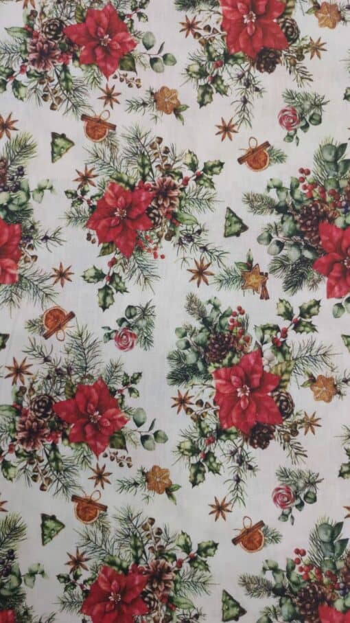 Tecido Algodão | 100% Algodão | Natal | Flor de Natal