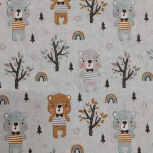 Tecido 100% Algodão | Estampado Infantil | Ursinho Arco Íris