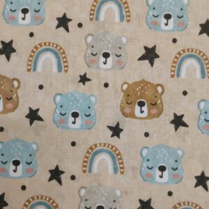 Tecido 100% Algodão | Estampado Infantil | Ursinho Arco Íris