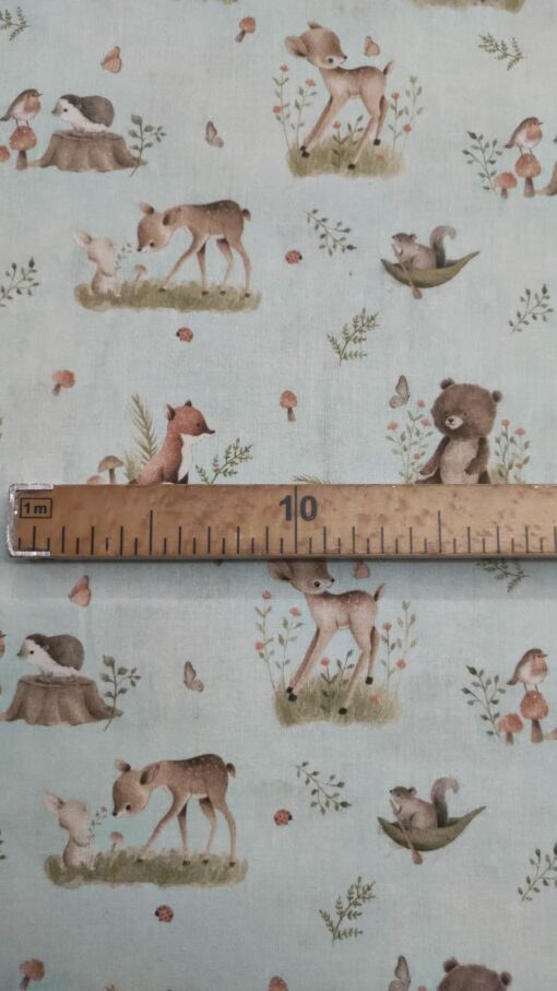 Tecido 100% Algodão | Estampado Infantil | Animais do Bosque(Fundo Verde Água) – Image 2