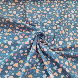 Tecido Flanela | 100% Algodão | Estampado Poppy | Corações (esmeralda)