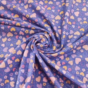 Tecido Flanela | 100% Algodão | Estampado Poppy | Corações (roxo)