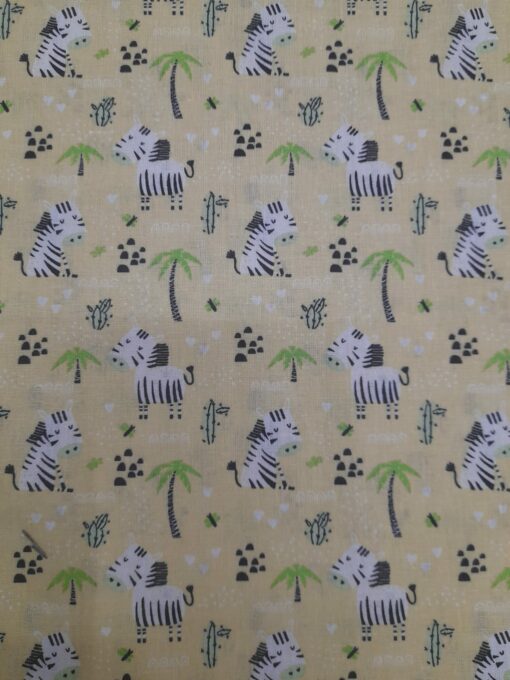 Fabric 100% Cotton | Children's Print | Zebras | Yellow Background