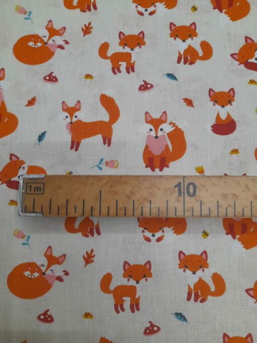 Tecido 100% Algodão | Estampado infantil | Raposinha | Fundo Cru – Image 3