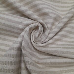 Tecido Decoração | Linho Alentejano | Estampado | Risca Fina | Bege/Cru/Lurex Dourado