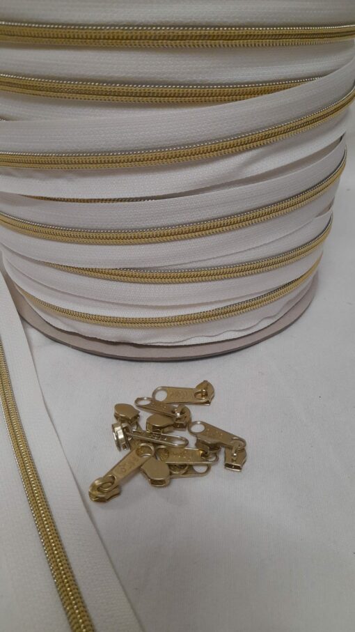 Fermeture zippée | Maille 5 | Blanc + Or