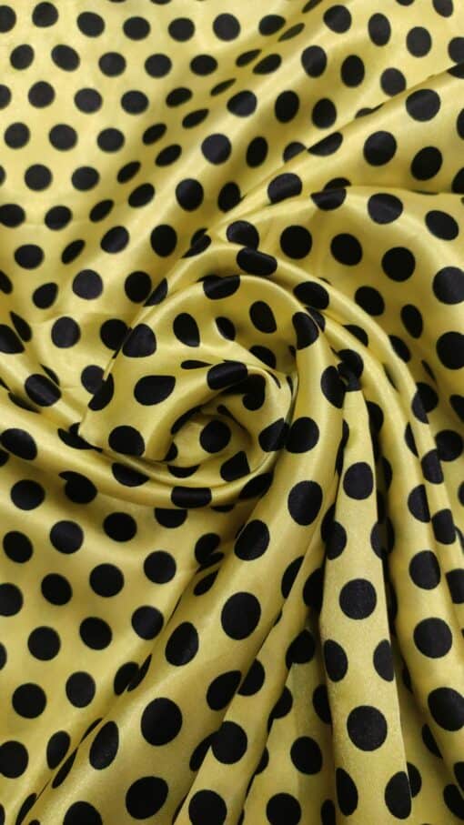 Cetim | Estampado | Carnaval | Bola Preta | Fundo Amarelo
