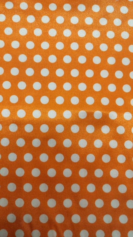 Cetim | Estampado | Carnaval | Bola Branca | Fundo Laranja – Image 3