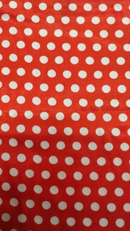 Cetim | Estampado | Carnaval | Bola Branca | Fundo Vermelho – Image 3