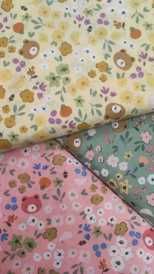 Tecido Algodão | 100% Algodão | Estampado Infantil  | Ursinho Floral(Fundo Rosa) - Image 4