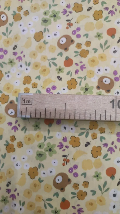 Tecido Algodão | 100% Algodão | Estampado Infantil  | Ursinho Floral(Fundo Amarelo) - Image 4