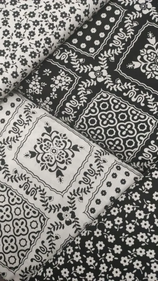 Tecido Algodão | 100% Algodão | Estampado | Black and White - Image 3