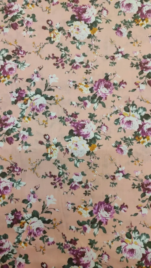 Tela Algodón | 100% Algodón | Estampado | Floral | Fondo Rosa