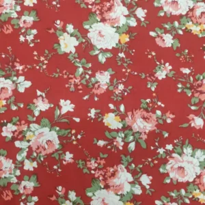 Tecido Algodão | 100% Algodão | Estampado | Floral | Fundo Vermelho
