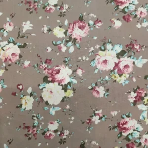 Tecido Algodão | 100% Algodão | Estampado | Floral | Fundo Toupeira