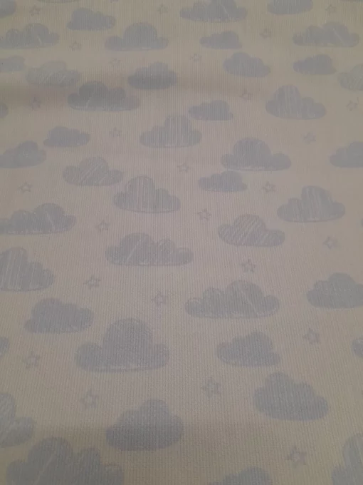 Fustão/Pique 100% Coton | Imprimé pour enfants | Nuages