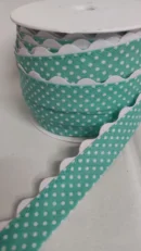 Fita de Viés | Algodão | Viés com Grega | Pinta Branca | Grega Branca | Menta