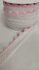 Fita de Viés | Algodão | Viés com Grega | Pintas Rosa | Grega Rosa