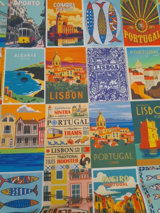 Tissu éponge | Anti-taches | Cités portugaises (10cm)
